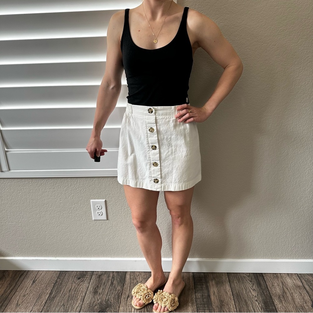 Good Luck Gem White Buttoned Mini Skirt